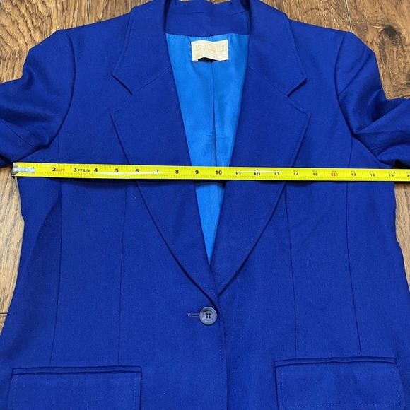 VTG Pendleton Womens Size 12 Pure Wool Lined Career Blue Blazer USA Made 3button - Picture 5 of 12